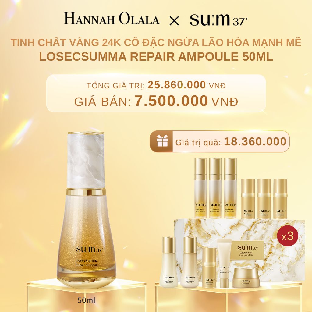  C638_DEAL 32: TINH CHẤT VÀNG 24K CÔ ĐẶC CHỐNG LÃO HÓA MẠNH MẼ SU:M37 LOSECSUMMA REPAIR AMPOULE 50ML 