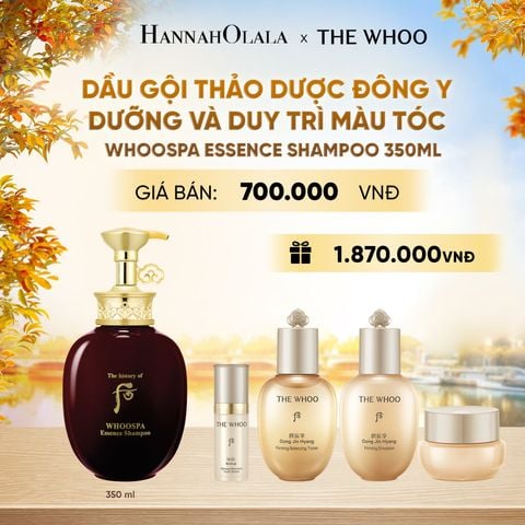  DẦU GỘI THẢO DƯỢC ĐÔNG Y DƯỠNG VÀ DUY TRÌ MÀU TÓC WHOOSPA ESSENCE SHAMPOO 350ML - E2144 