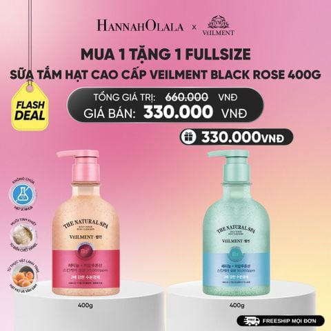  SỮA TẮM HẠT HƯƠNG HOA HỒNG PHÁP VEILMENT SPA BLACK ROSE 400G_A263 