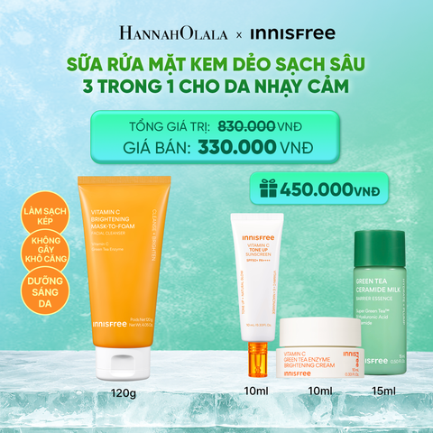  MỚI - SỮA RỬA MẶT KEM DẺO SẠCH SÂU SÁNG DA DỊU NHẸ INNISFREE VITAMIN C BRIGHTENING MASK-TO-FOAM FACIAL CLEANSER 120G_K210 