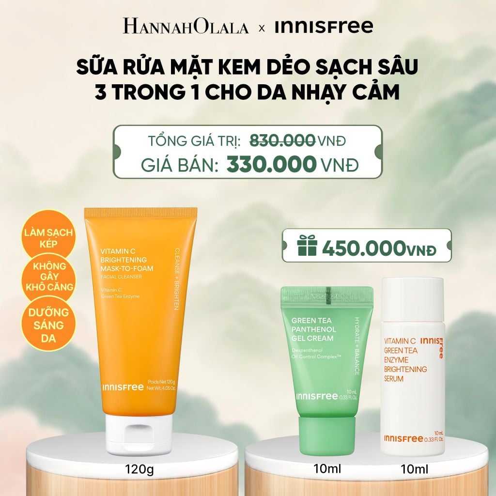  MỚI - SỮA RỬA MẶT KEM DẺO SẠCH SÂU SÁNG DA DỊU NHẸ INNISFREE VITAMIN C BRIGHTENING MASK-TO-FOAM FACIAL CLEANSER 120G - A1620 