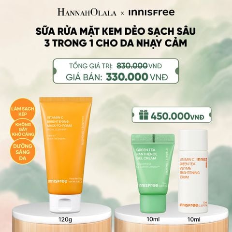  MỚI - SỮA RỬA MẶT KEM DẺO SẠCH SÂU SÁNG DA DỊU NHẸ INNISFREE VITAMIN C BRIGHTENING MASK-TO-FOAM FACIAL CLEANSER 120G - A1620 