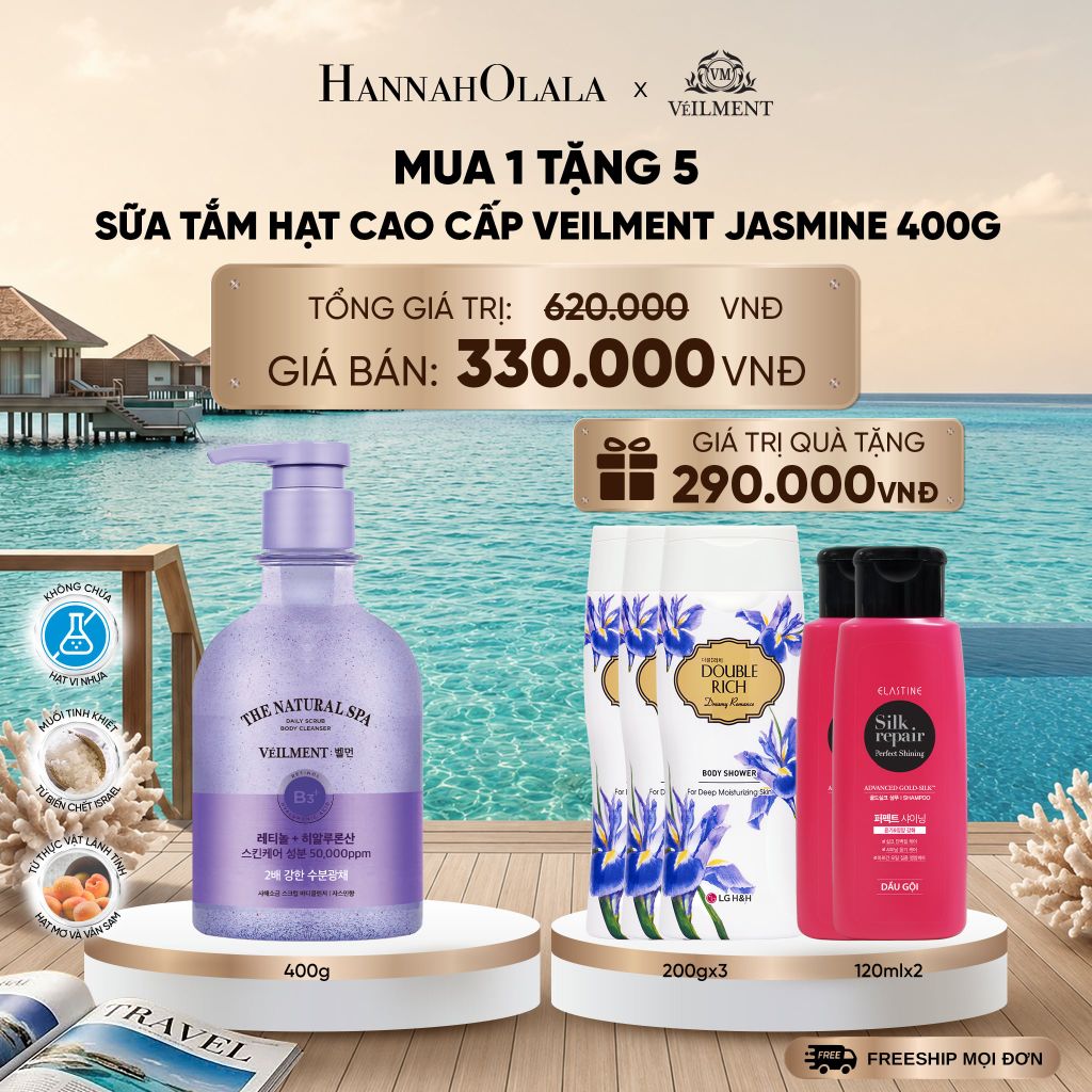  SỮA TẮM HẠT VEILMENT NATURAL SPA JASMINE DEAD SEA SALT 400G _ DEAL 42_ D309 