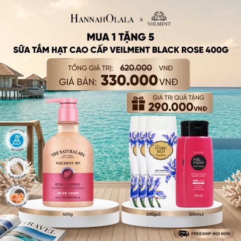  SỮA TẮM HẠT HƯƠNG HOA HỒNG PHÁP VEILMENT SPA BLACK ROSE 400G _ DEAL 41_ D308 