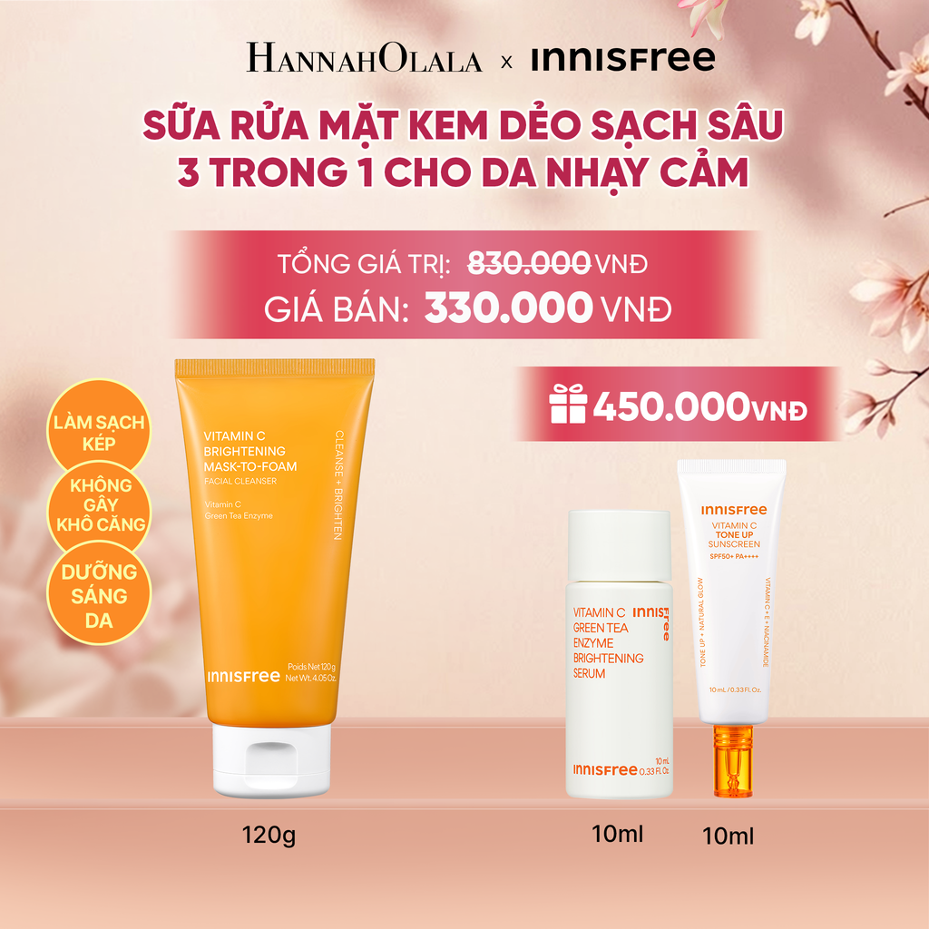  MỚI - SỮA RỬA MẶT KEM DẺO SẠCH SÂU SÁNG DA DỊU NHẸ INNISFREE VITAMIN C BRIGHTENING MASK-TO-FOAM FACIAL CLEANSER 120G - A1384 