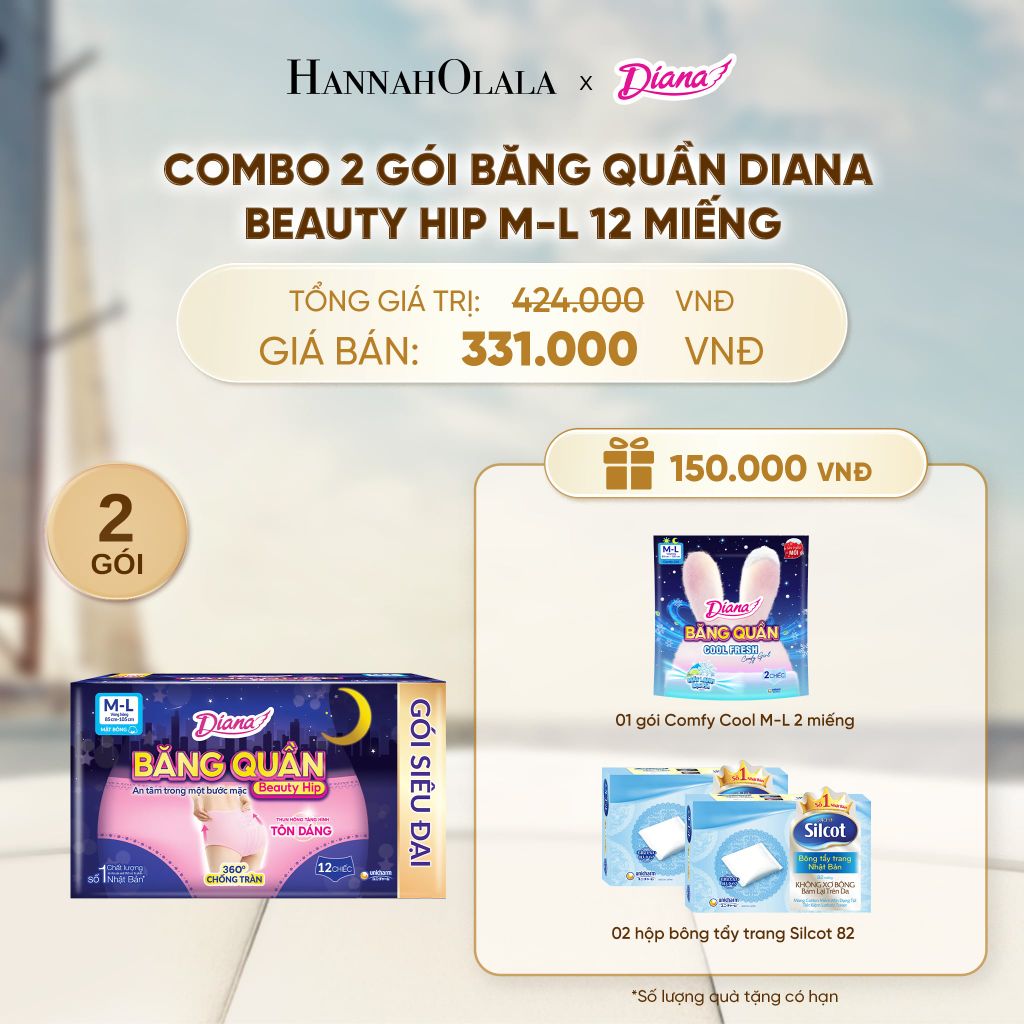  COMBO 2 GÓI BĂNG QUẦN DIANA BEAUTY HIP M-L 12 MIẾNG - DEAL 7 - A393 