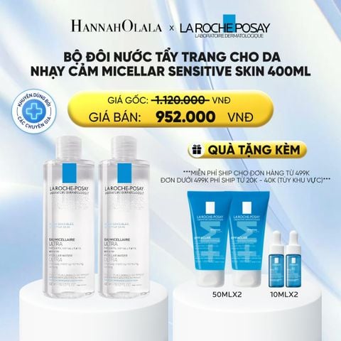  BỘ ĐÔI NƯỚC TẨY TRANG CHO DA NHẠY CẢM MICELLAR SENSITIVE SKIN 400ML - DEAL 10: 