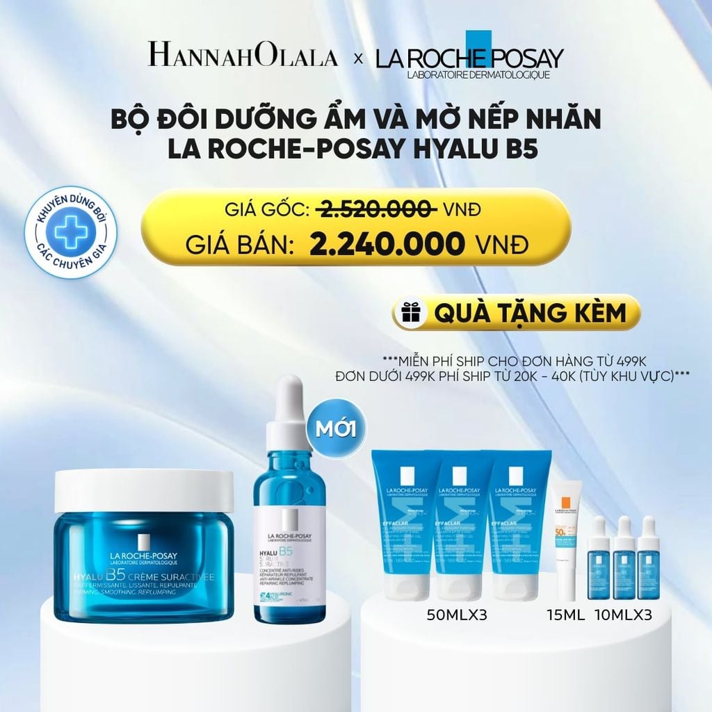  BỘ ĐÔI DƯỠNG CHẤT VÀ KEM CẤP ẨM LA ROCHE POSAY HYALU B5 - DEAL 12: 