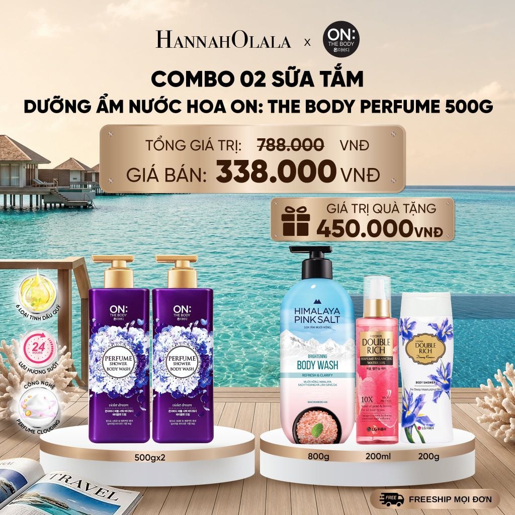  COMBO 02 SỮA TẮM DƯỠNG ẨM HƯƠNG NƯỚC HOA ON: THE BODY PERFUME 500G _ DEAL 29_ D697 