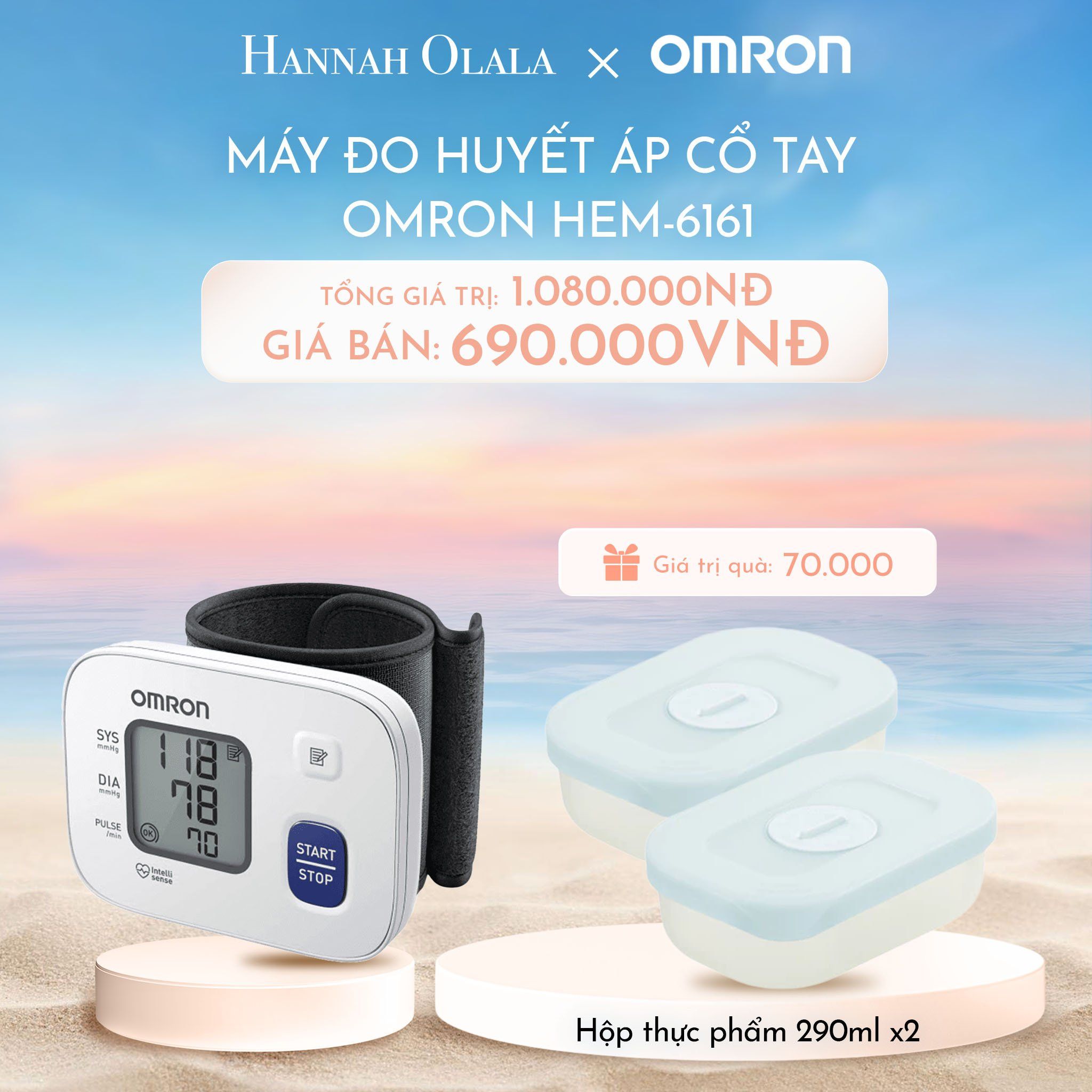  C273_DEAL 5 :MÁY ĐO HUYẾT ÁP CỔ TAY OMRON HEM-6161 