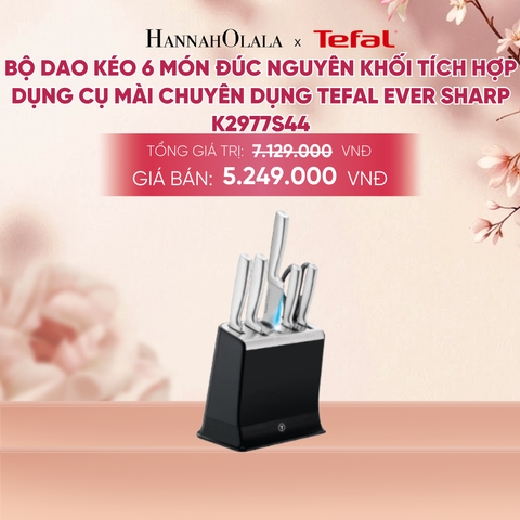  BỘ DAO KÉO 6 MÓN ĐÚC NGUYÊN KHỐI TÍCH HỢP DỤNG CỤ MÀI CHUYÊN DỤNG TEFAL EVER SHARP K2977S44 - A482 