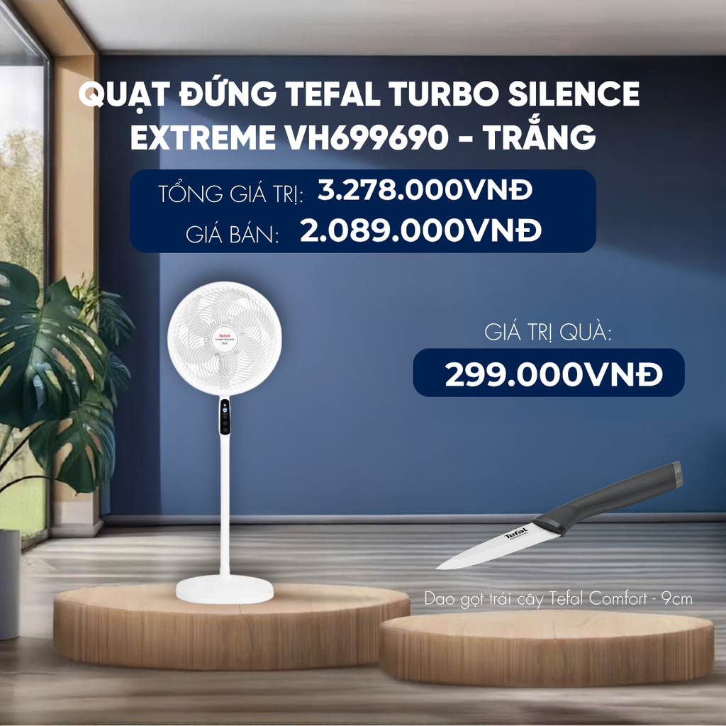  QUẠT ĐỨNG TEFAL TURBO SILENCE EXTREME VH699690 - TRẮNG 