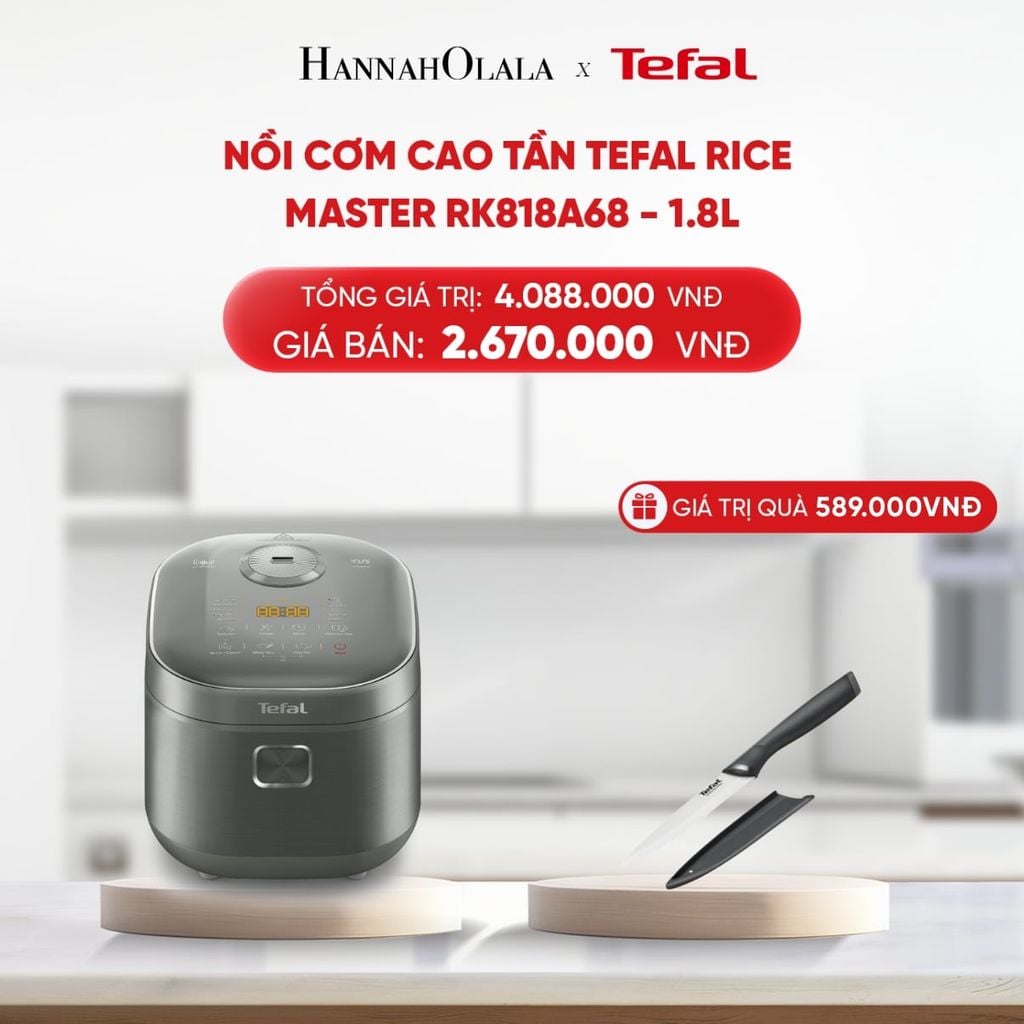  B195_DEAL 5.2: NỒI CƠM CAO TẦN TEFAL RICE MASTER RK818A68 - 1.8L 