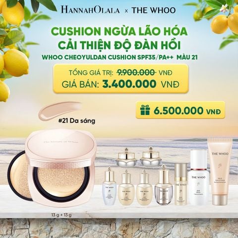  [TẶNG KÈM 1 LÕI] CUSHION NGỪA LÃO HÓA CẢI THIỆN ĐỘ ĐÀN HỒI WHOO CHEOYULDAN SIGNATURE CUSHION FOUNDATION SPF35/PA++ - A82 