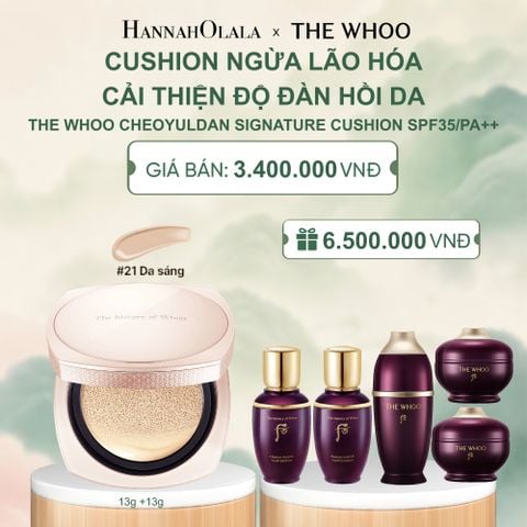  [TẶNG KÈM 1 LÕI] CUSHION NGỪA LÃO HÓA CẢI THIỆN ĐỘ ĐÀN HỒI WHOO CHEOYULDAN SIGNATURE CUSHION FOUNDATION SPF35/PA++ - A1110 