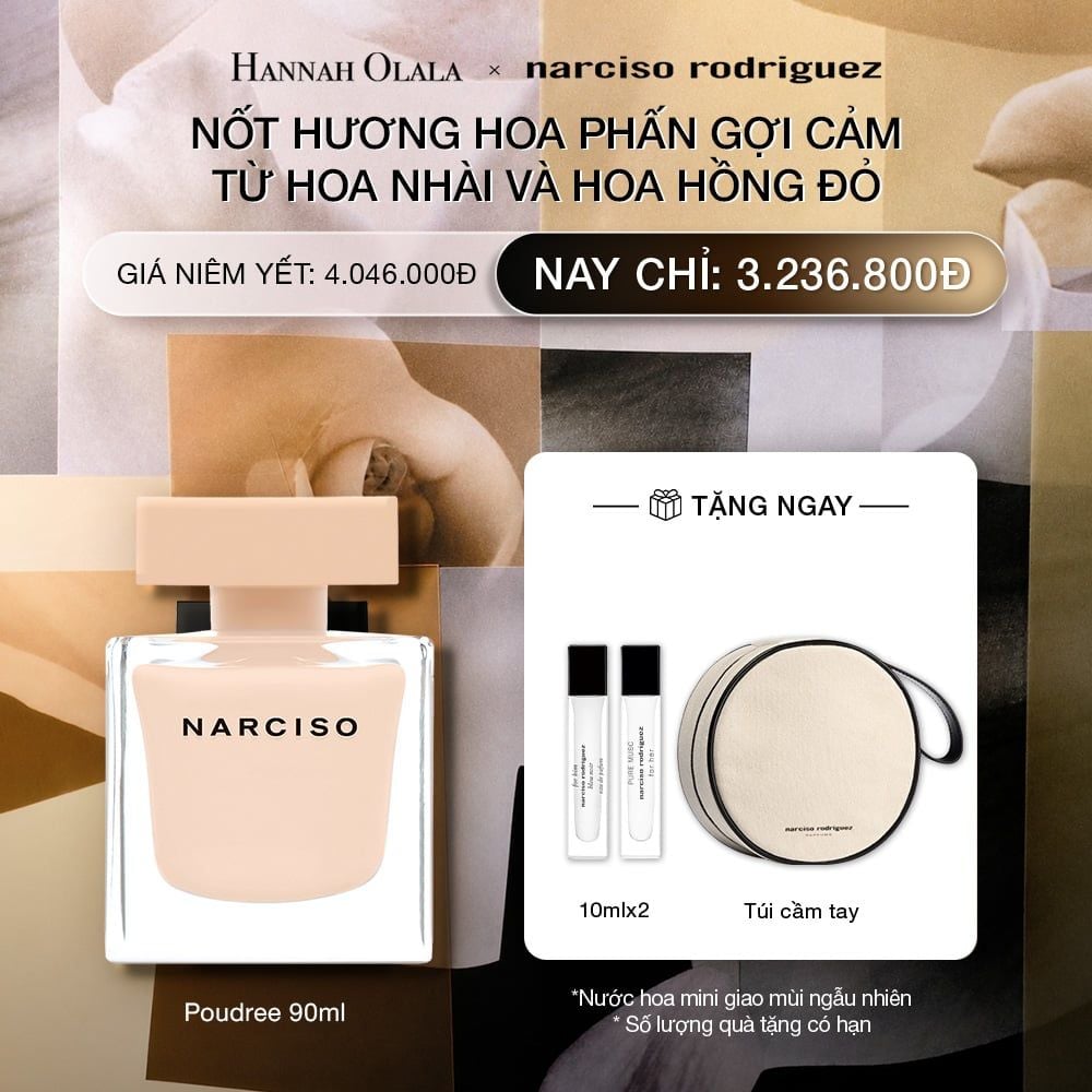  DEAL 12: NƯỚC HOA NỮ NARCISO RODRIGUEZ NARCISO EAU DE PARFUM POUDREE 90ML 