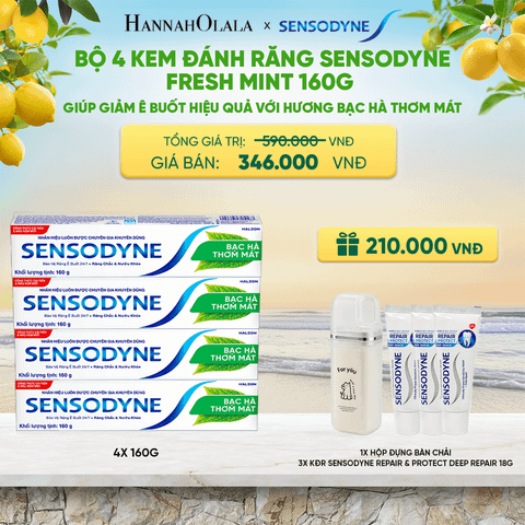  BỘ 4 KEM ĐÁNH RĂNG SENSODYNE FRESH MINT 160G GIÚP GIẢM Ê BUỐT HIỆU QUẢ VỚI HƯƠNG BẠC HÀ THƠM MÁT - A2075 