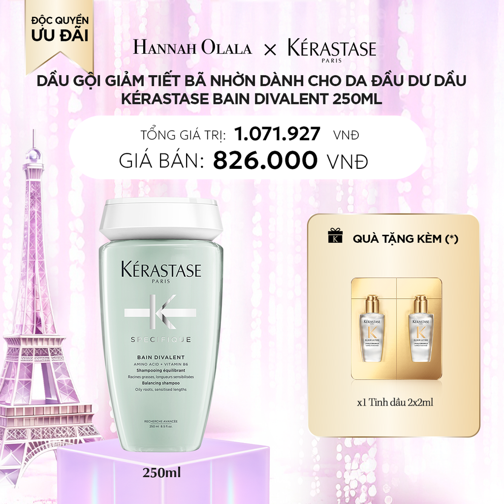  DEAL 9: DẦU GỘI GIẢM TIẾT BÃ NHỜN DÀNH CHO DA ĐẦU DƯ DẦU KÉRASTASE BAIN DIVALENT 250ML 