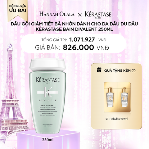  DEAL 9: DẦU GỘI GIẢM TIẾT BÃ NHỜN DÀNH CHO DA ĐẦU DƯ DẦU KÉRASTASE BAIN DIVALENT 250ML 