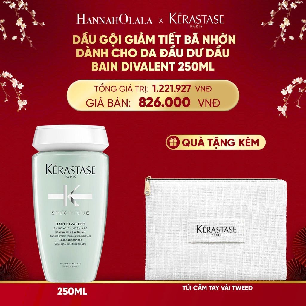  DEAL 8: DẦU GỘI GIẢM TIẾT BÃ NHỜN DÀNH CHO DA ĐẦU DƯ DẦU KÉRASTASE BAIN DIVALENT 250ML 