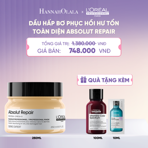  DẦU HẤP BƠ PHỤC HỒI HƯ TỔN TOÀN DIỆN L'ORÉAL PROFESSIONNEL ABSOLUT REPAIR 250ML  - L044 