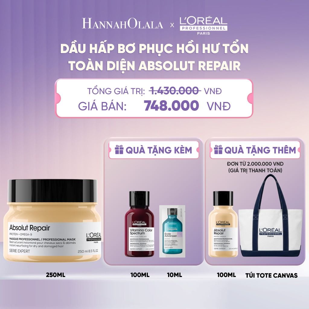  DẦU HẤP BƠ PHỤC HỒI HƯ TỔN TOÀN DIỆN L'ORÉAL PROFESSIONNEL ABSOLUT REPAIR 250ML - H039 