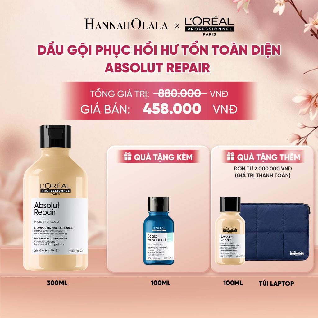  DẦU GỘI PHỤC HỒI HƯ TỔN TOÀN DIỆN L'ORÉAL PROFESSIONNEL SERIE EXPERT ABSOLUT REPAIR GOLD 300ML - A1261 