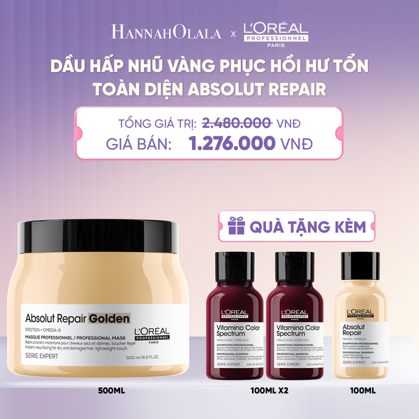  MẶT NẠ NHŨ VÀNG PHỤC HỒI HƯ TỔN TOÀN DIỆN L'ORÉAL PROFESSIONNEL ABSOLUT REPAIR GOLDEN 500ML  - L043 