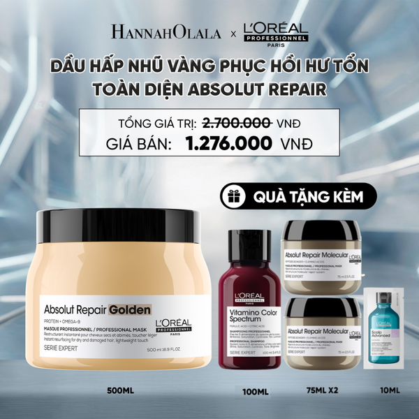  MẶT NẠ NHŨ VÀNG PHỤC HỒI HƯ TỔN TOÀN DIỆN L'ORÉAL PROFESSIONNEL ABSOLUT REPAIR GOLDEN 500ML - D19 