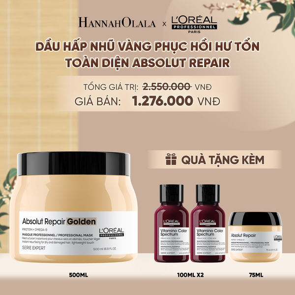  MẶT NẠ NHŨ VÀNG PHỤC HỒI HƯ TỔN TOÀN DIỆN L'ORÉAL PROFESSIONNEL ABSOLUT REPAIR GOLDEN 500ML - A250 