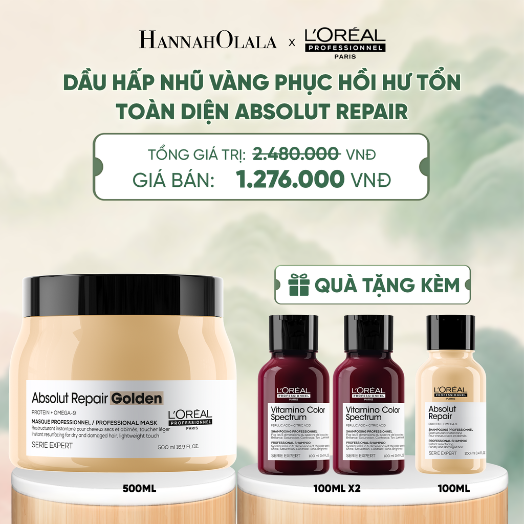 MẶT NẠ NHŨ VÀNG PHỤC HỒI HƯ TỔN TOÀN DIỆN L'ORÉAL PROFESSIONNEL ABSOLUT REPAIR GOLDEN 500ML - A419 
