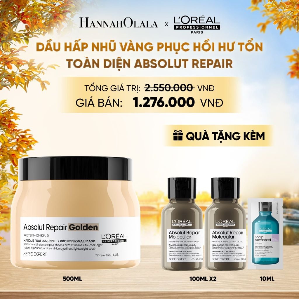  MẶT NẠ NHŨ VÀNG PHỤC HỒI HƯ TỔN TOÀN DIỆN L'ORÉAL PROFESSIONNEL ABSOLUT REPAIR GOLDEN 500ML - E499 