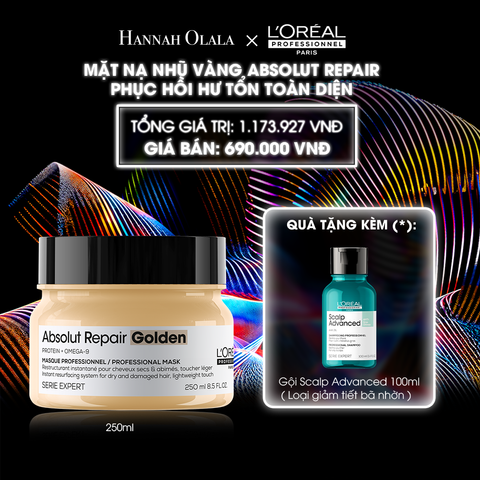  DEAL 7: MẶT NẠ NHŨ VÀNG PHỤC HỒI HƯ TỔN TOÀN DIỆN L'ORÉAL PROFESSIONNEL ABSOLUT REPAIR 250ML 