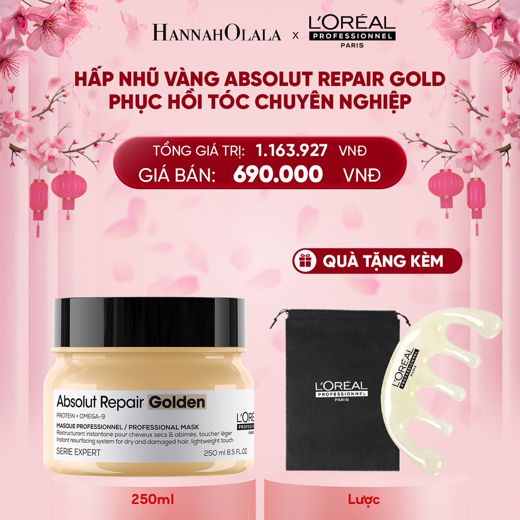  DEAL 7: MẶT NẠ NHŨ VÀNG PHỤC HỒI HƯ TỔN TOÀN DIỆN L'ORÉAL PROFESSIONNEL ABSOLUT REPAIR 250ML 