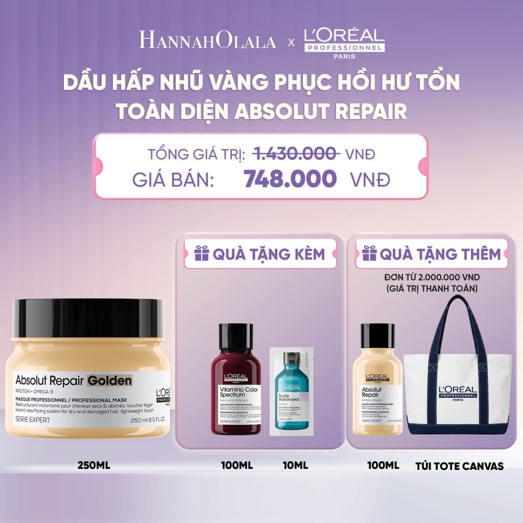  MẶT NẠ NHŨ VÀNG PHỤC HỒI HƯ TỔN TOÀN DIỆN L'ORÉAL PROFESSIONNEL ABSOLUT REPAIR GOLDEN 250ML - H038 