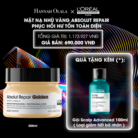  DEAL 7: MẶT NẠ NHŨ VÀNG PHỤC HỒI HƯ TỔN TOÀN DIỆN L'ORÉAL PROFESSIONNEL ABSOLUT REPAIR 250ML 