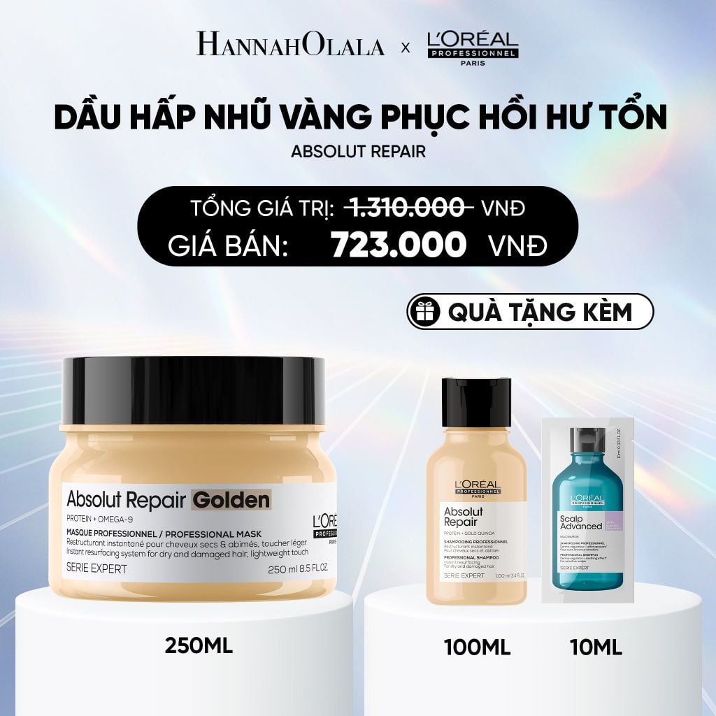  DEAL 11: MẶT NẠ NHŨ VÀNG PHỤC HỒI HƯ TỔN TOÀN DIỆN L'ORÉAL PROFESSIONNEL ABSOLUT REPAIR GOLDEN 250ML 