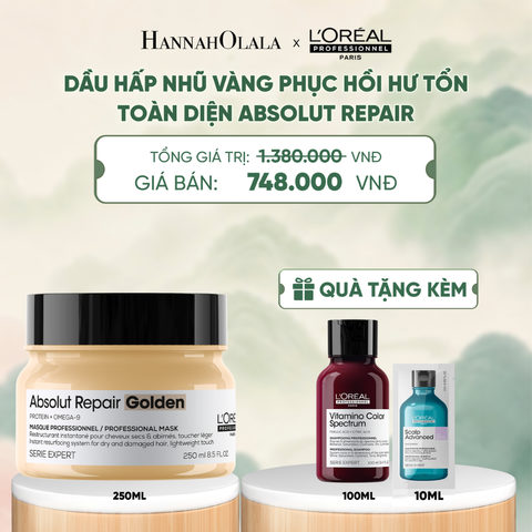 MẶT NẠ NHŨ VÀNG PHỤC HỒI HƯ TỔN TOÀN DIỆN L'ORÉAL PROFESSIONNEL ABSOLUT REPAIR GOLDEN 250ML 