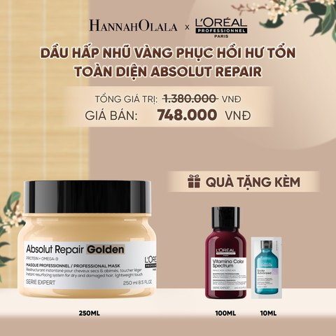  MẶT NẠ NHŨ VÀNG PHỤC HỒI HƯ TỔN TOÀN DIỆN L'ORÉAL PROFESSIONNEL ABSOLUT REPAIR GOLDEN 250ML - A249 