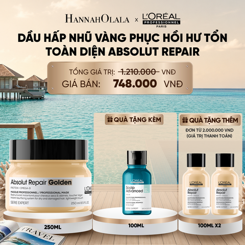  MẶT NẠ NHŨ VÀNG PHỤC HỒI HƯ TỔN TOÀN DIỆN L'ORÉAL PROFESSIONNEL ABSOLUT REPAIR GOLDEN 250ML 