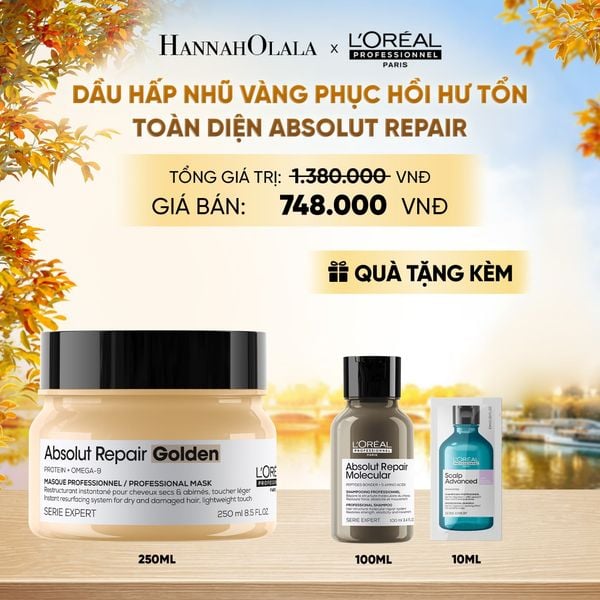  MẶT NẠ NHŨ VÀNG PHỤC HỒI HƯ TỔN TOÀN DIỆN L'ORÉAL PROFESSIONNEL ABSOLUT REPAIR GOLDEN 250ML - E498 