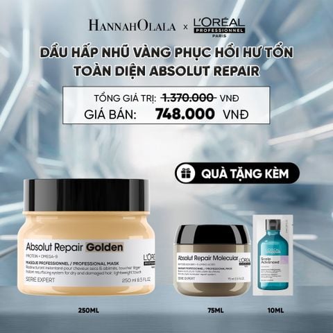  MẶT NẠ NHŨ VÀNG PHỤC HỒI HƯ TỔN TOÀN DIỆN L'ORÉAL PROFESSIONNEL ABSOLUT REPAIR GOLDEN 250ML - D18 