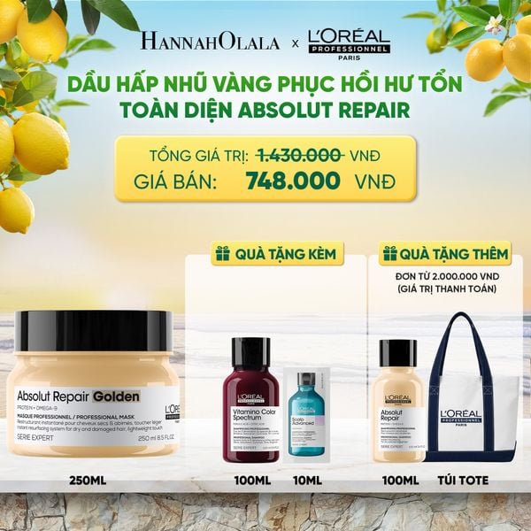 MẶT NẠ NHŨ VÀNG PHỤC HỒI HƯ TỔN TOÀN DIỆN L'ORÉAL PROFESSIONNEL ABSOLUT REPAIR GOLDEN 250ML - DEAL 07 