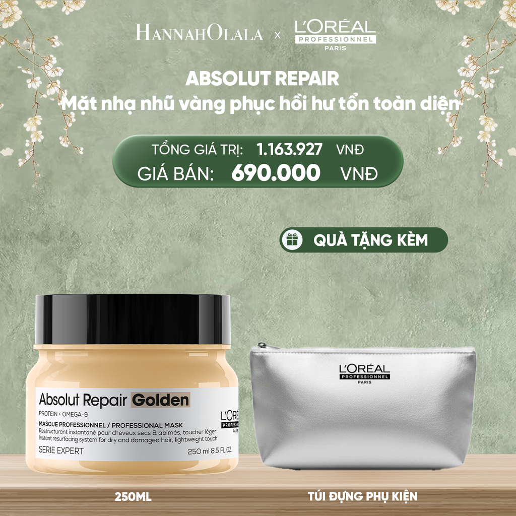  DEAL 7: MẶT NẠ NHŨ VÀNG PHỤC HỒI HƯ TỔN TOÀN DIỆN L'ORÉAL PROFESSIONNEL ABSOLUT REPAIR 250ML 