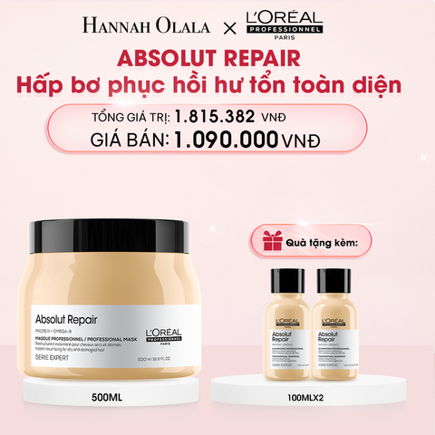  E822_DEAL 3: MẶT NẠ BƠ PHỤC HỒI HƯ TỔN TOÀN DIỆN L'ORÉAL PROFESSIONNEL ABSOLUT REPAIR 500ML 
