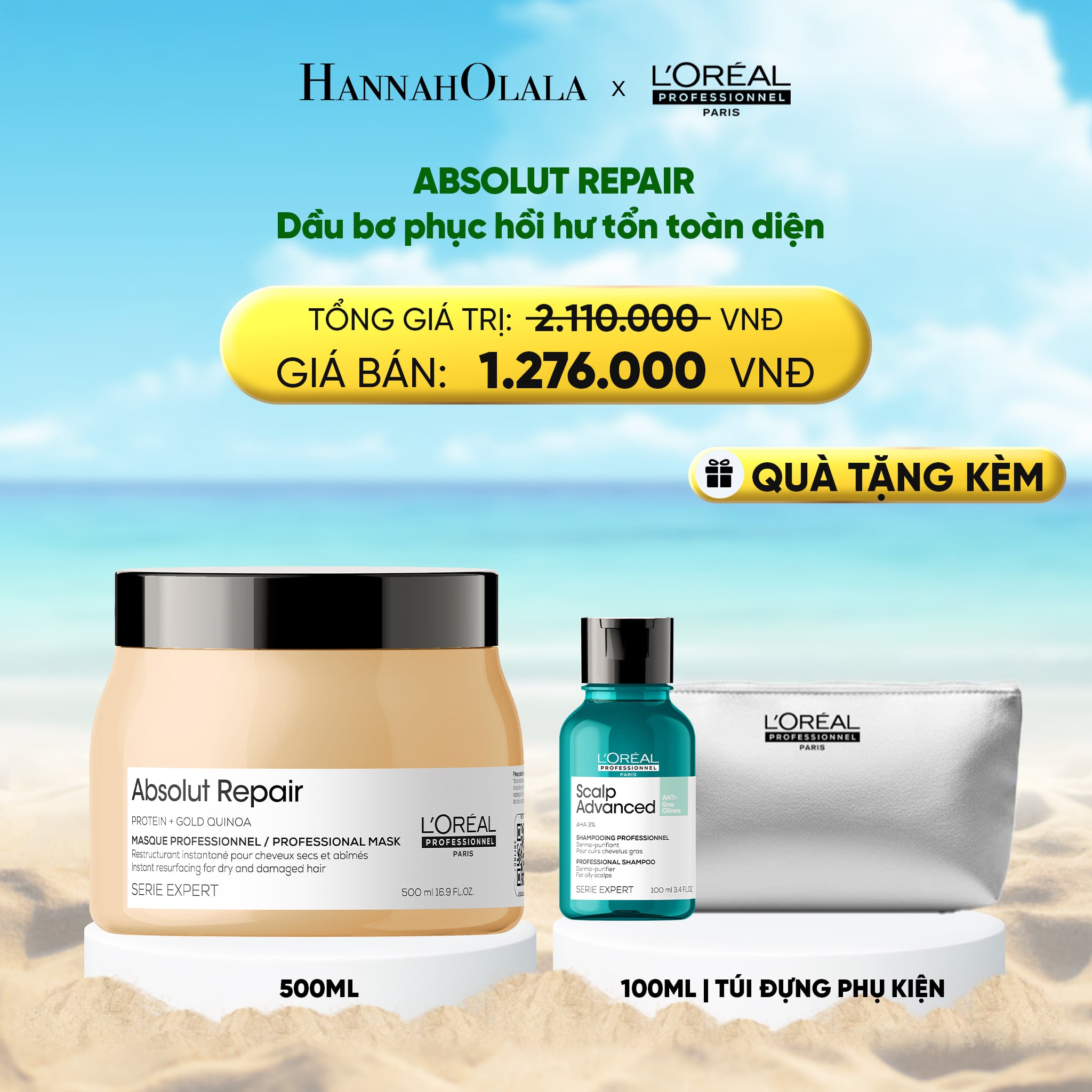 A936_deal 7: dầu hấp bơ phục hồi hư tổn toàn diện absolut repair 500ml