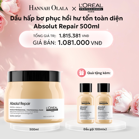  E1080: DEAL 2: MẶT NẠ BƠ PHỤC HỒI HƯ TỔN TOÀN DIỆN L'ORÉAL PROFESSIONNEL ABSOLUT REPAIR 500ML 