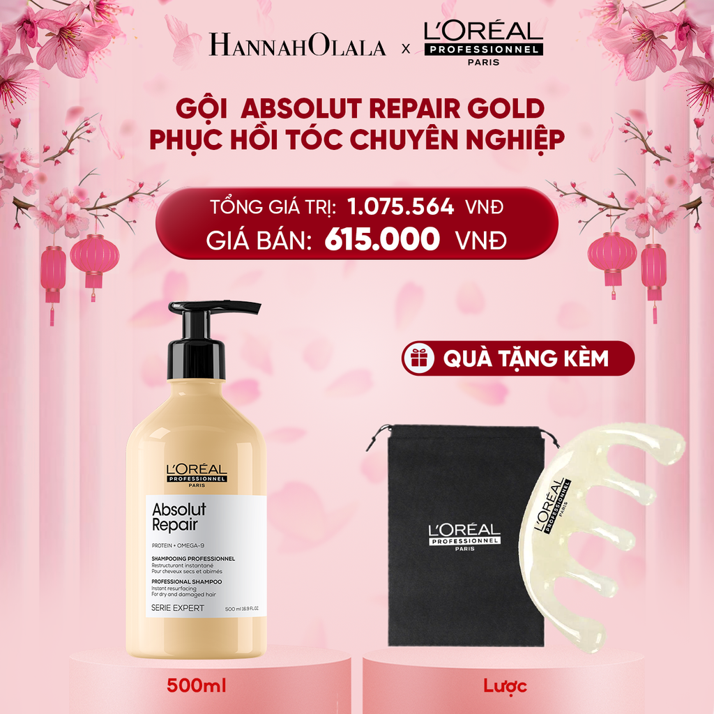  DEAL 8: DẦU GỘI PHỤC HỒI HƯ TỔN TOÀN DIỆN L'ORÉAL PROFESSIONNEL SERIE EXPERT ABSOLUT REPAIR GOLD 500ML 