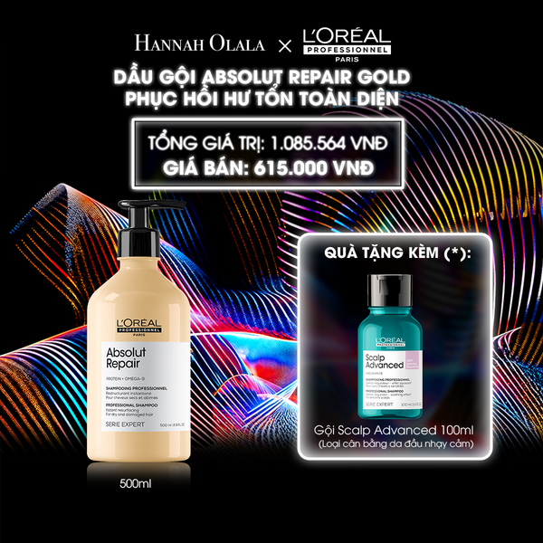  DEAL 8: DẦU GỘI PHỤC HỒI HƯ TỔN TOÀN DIỆN L'ORÉAL PROFESSIONNEL SERIE EXPERT ABSOLUT REPAIR GOLD 500ML 
