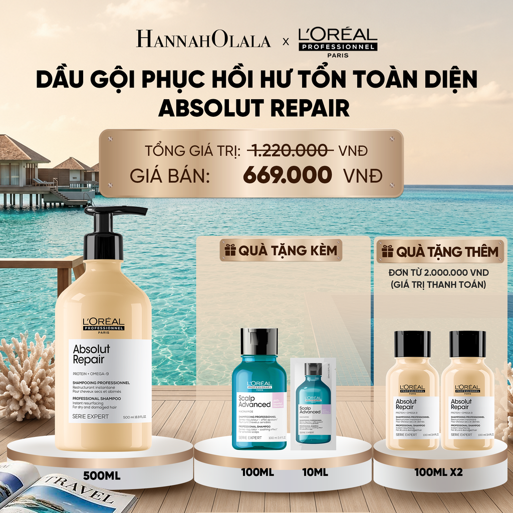  DẦU GỘI PHỤC HỒI HƯ TỔN TOÀN DIỆN L'ORÉAL PROFESSIONNEL SERIE EXPERT ABSOLUT REPAIR GOLD 500ML_ D1519 
